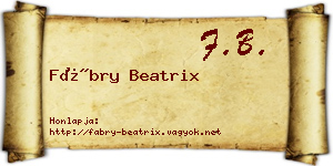 Fábry Beatrix névjegykártya